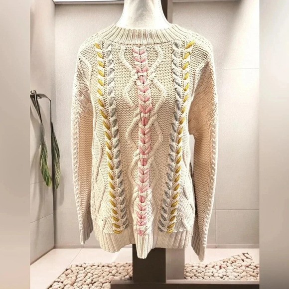 NWT Michael Stars Grace Pullover Sweater Chalk Combo Size XS - Picture 8 of 8